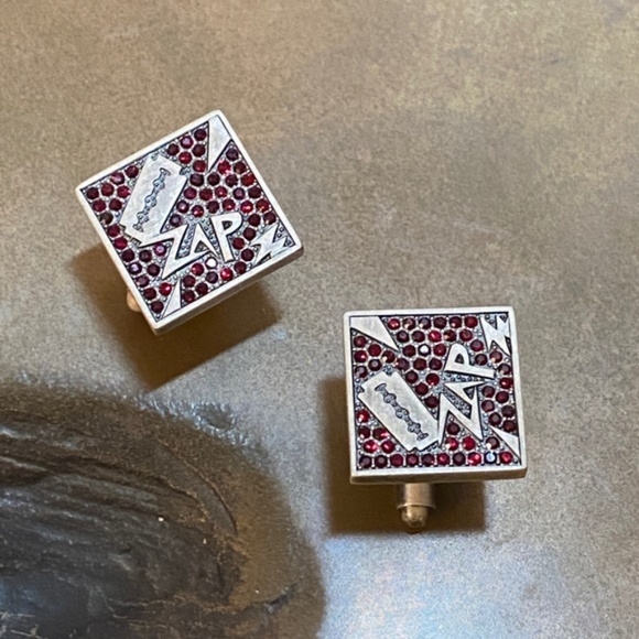 NEIMAN MARCUS Red Swarovski STEAMPUNK Cufflinks - Picture 3 of 10
